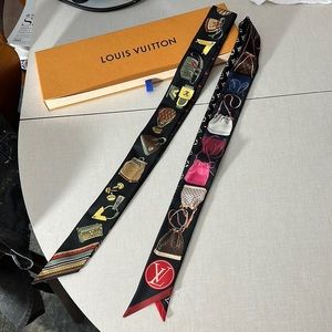 Louis Vuitton set of two silk Bandeaus purse scarves